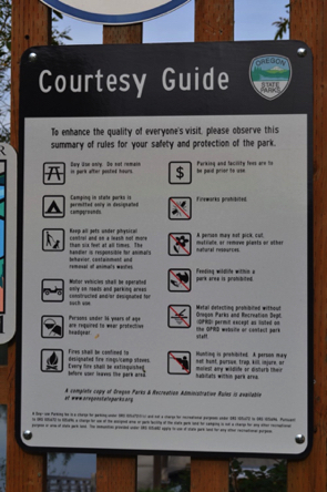 Courtesy Guide – summary of rules for your safety and protection of the park
